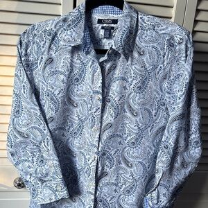 CHAPS LADIES LG Button down blouse in paisley